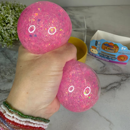 Squishy Toy - Viral Dumpling, Quick Squeeze Glitter - Pink