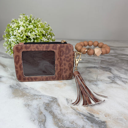 Bracelet Keychain & Card Holder Wallet - Animal Print