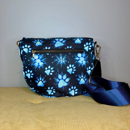 The Roni Nylon Crossbody - Christmas Paw Print Dog Snowflake