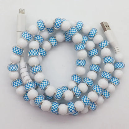 Charging Charger Cord - Beaded - Clear Design