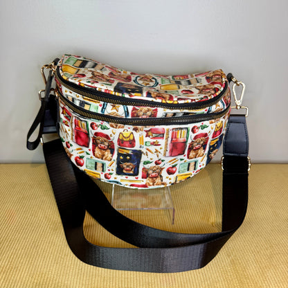The Roni Nylon Crossbody - Highland Cow School Teacher
