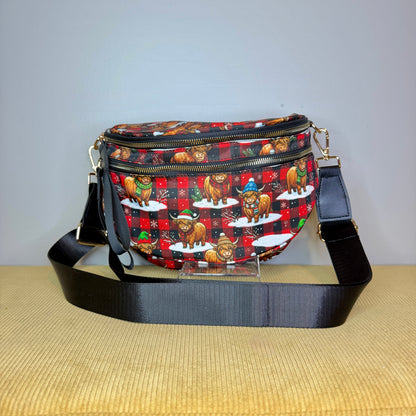 The Roni Nylon Crossbody - Christmas Winter Highland Cow