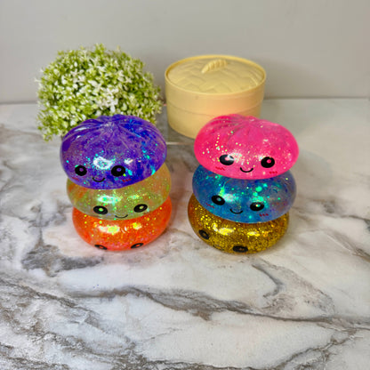 Squishy Toy - Viral Dumpling, Slow Rise Glitter - Orange