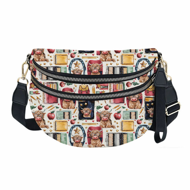 The Roni Nylon Crossbody - Highland Cow School Teacher