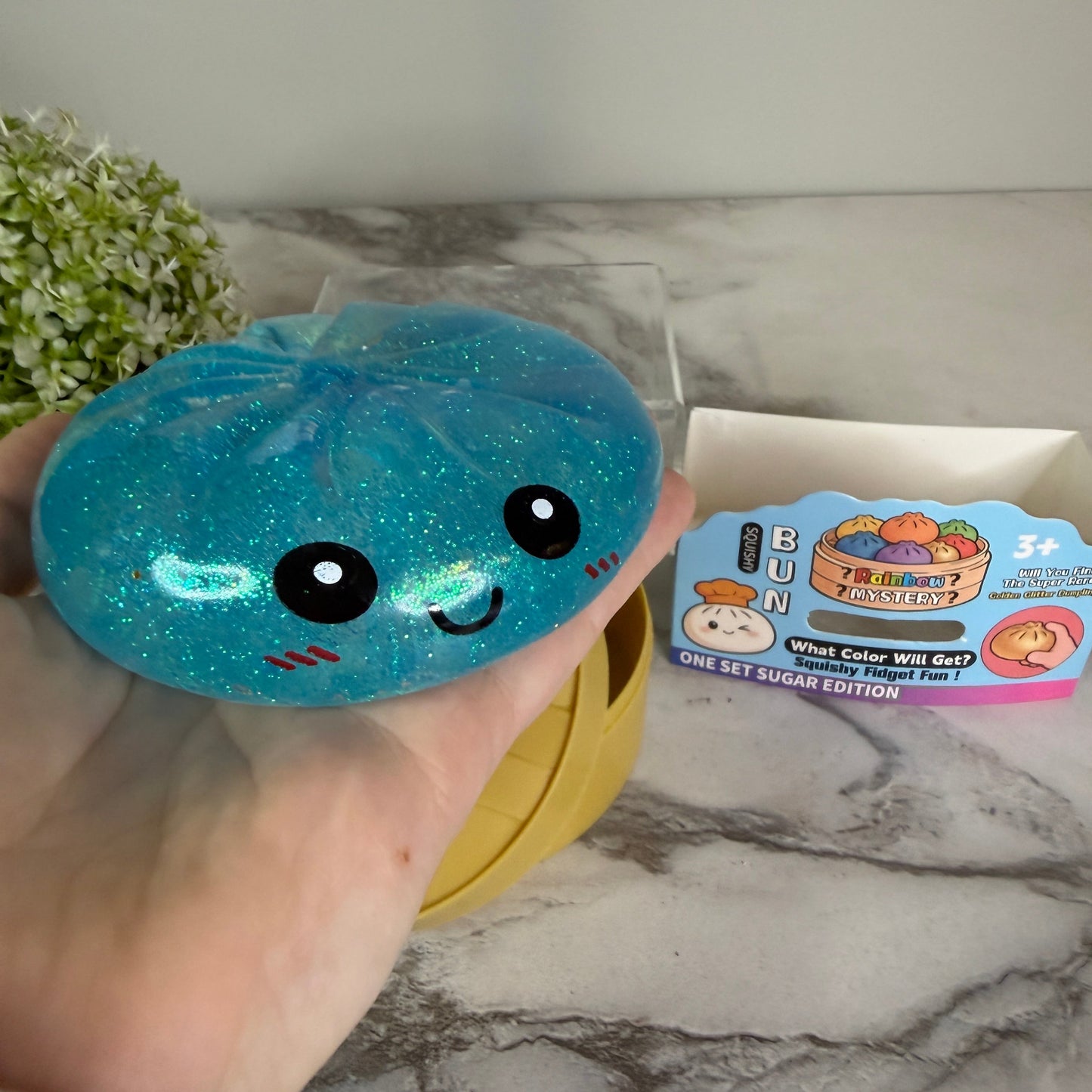 Squishy Toy - Viral Dumpling, Slow Rise Glitter - Blue