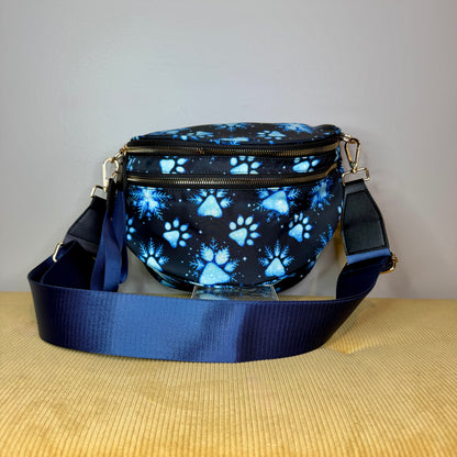 The Roni Nylon Crossbody - Christmas Paw Print Dog Snowflake