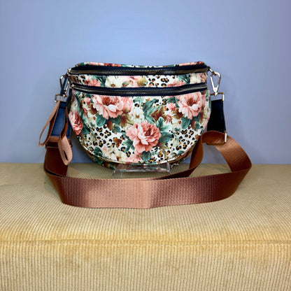 The Roni Nylon Crossbody - Floral Animal Print Bronze