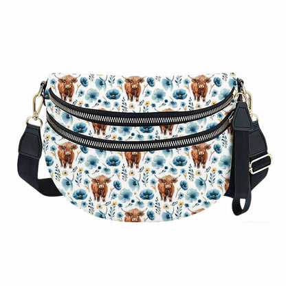 The Roni Nylon Crossbody - Highland Cow Blue Floral