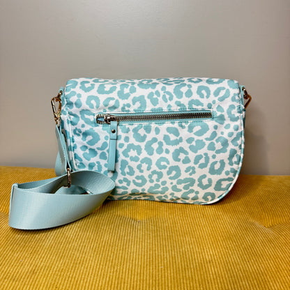 The Roni Nylon Crossbody - Animal Print Aqua