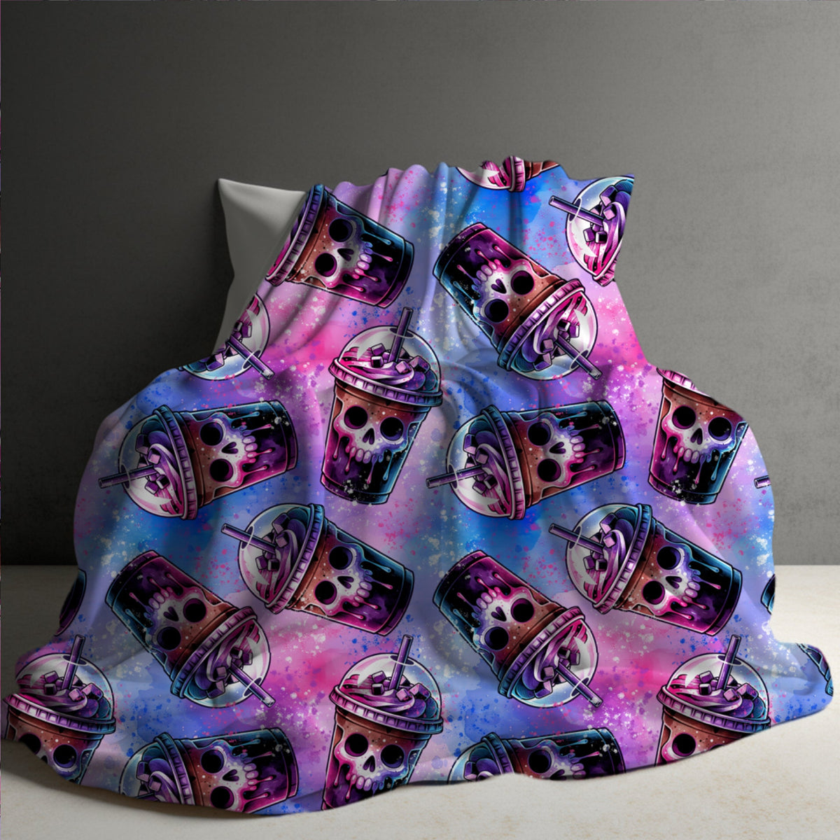 Blanket Halloween #19 - Skull Purple Blue