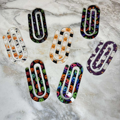 Jumbo Paperclip -  Purple Green Orange Spiderweb Halloween